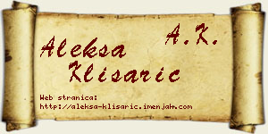 Aleksa Klisarić vizit kartica